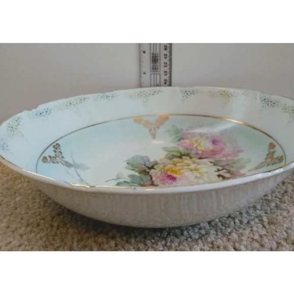 Vintage/Antique Leuchtenburg Germany Floral Ceramic Serving Bowl Scalloped Edge - Picture 7 of 8
